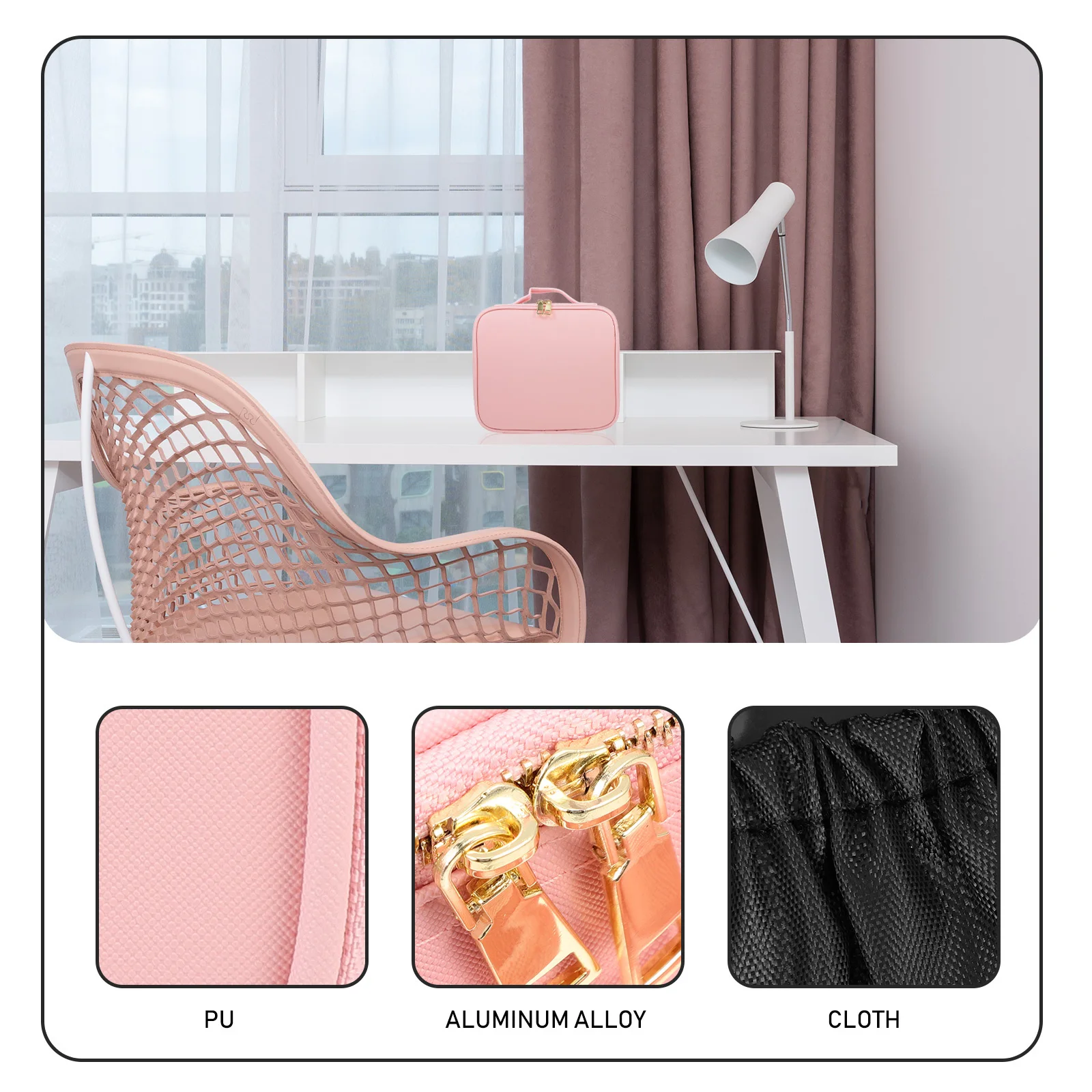 

Waterproof Makeup Organizer Bag Portable Pink Travel Skincare Pouch Large Zipper Cosmetics Storage Holder Toiletry Bag