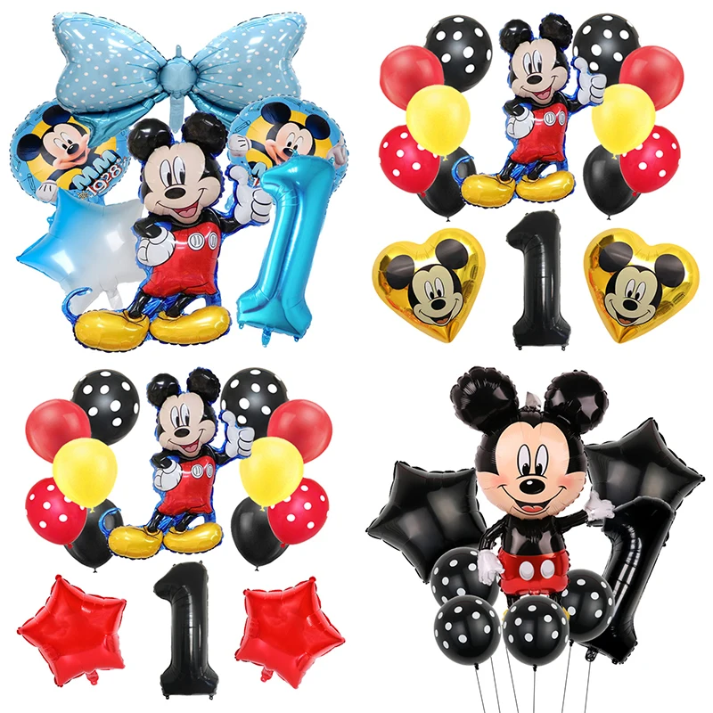 Mickey Mouse Cartoon Theme Foil Balloons Set Birthday Party Decorate Kids Toys 32inch Number Balloons Baby Shower Party Supplies