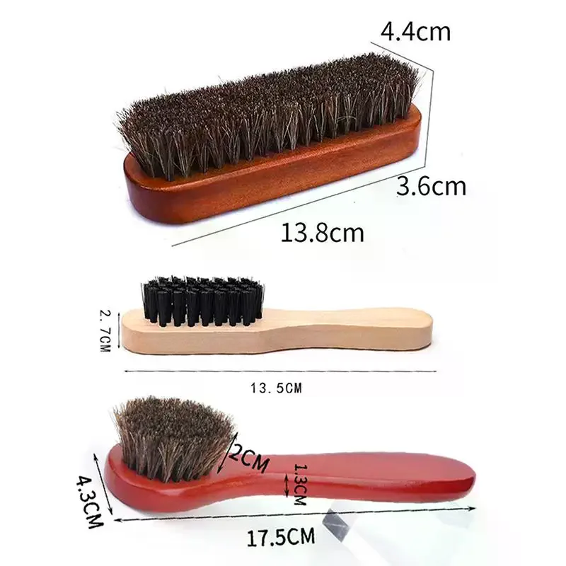 2/3pcs Horsehair Shine Shoes Brush Kit Polish Dauber Applicators Cleaning Leather Shoes Boots Care Brushes Suede Cleaner Brush