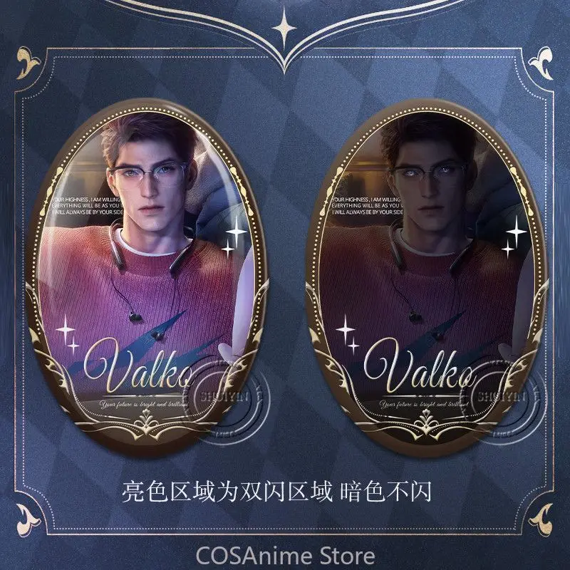 Love and Deepspace Valko Anime Game Cosplay Tinplate Double Flash Badge Brooch Pin Bedge Collection Pendant Xmas Gift