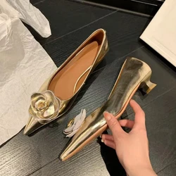 Women's Single Shoes Summer New Low Heel Pointy Champagne Rose High Heels Fashion Temperament Professional Commuter Sandals