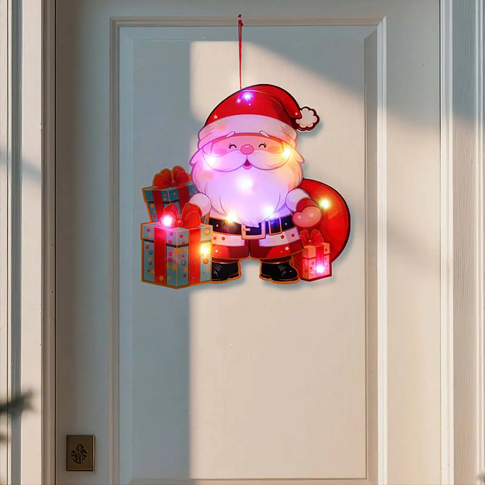 

Santa Claus illuminated door decoration, Christmas home DIY lights, snowman scene decorations, 1* Door Hanging Decoration for