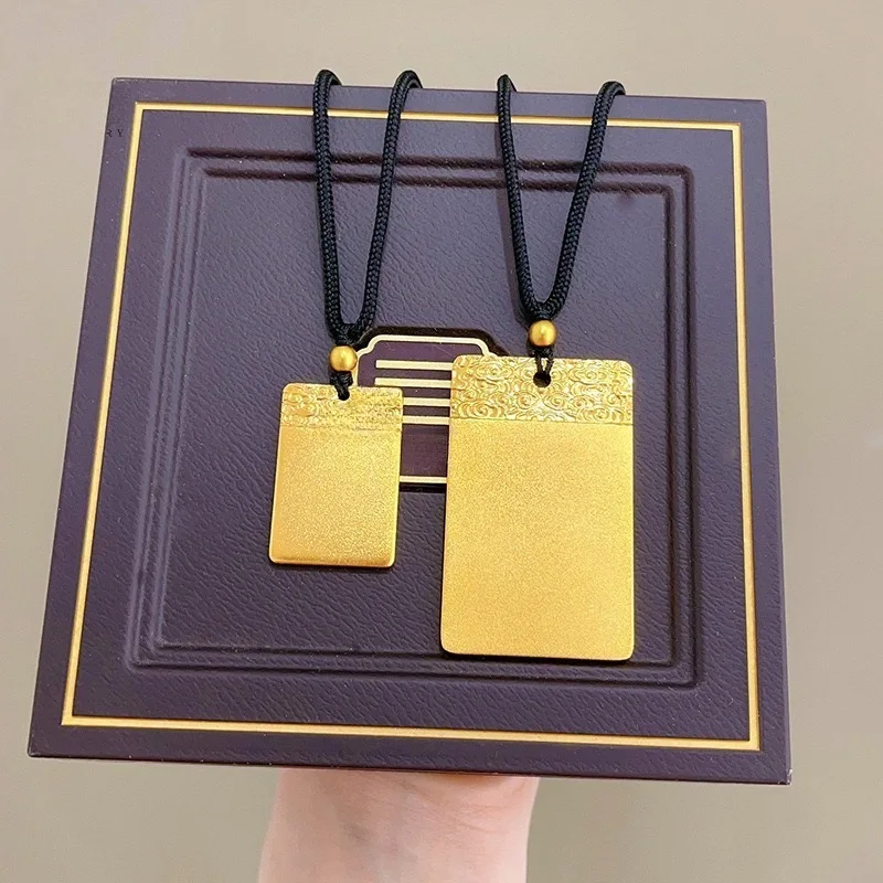Luxury 24K 9999 Pure Gold real gold Women's Ping'an Xiangyun Pendant Necklace