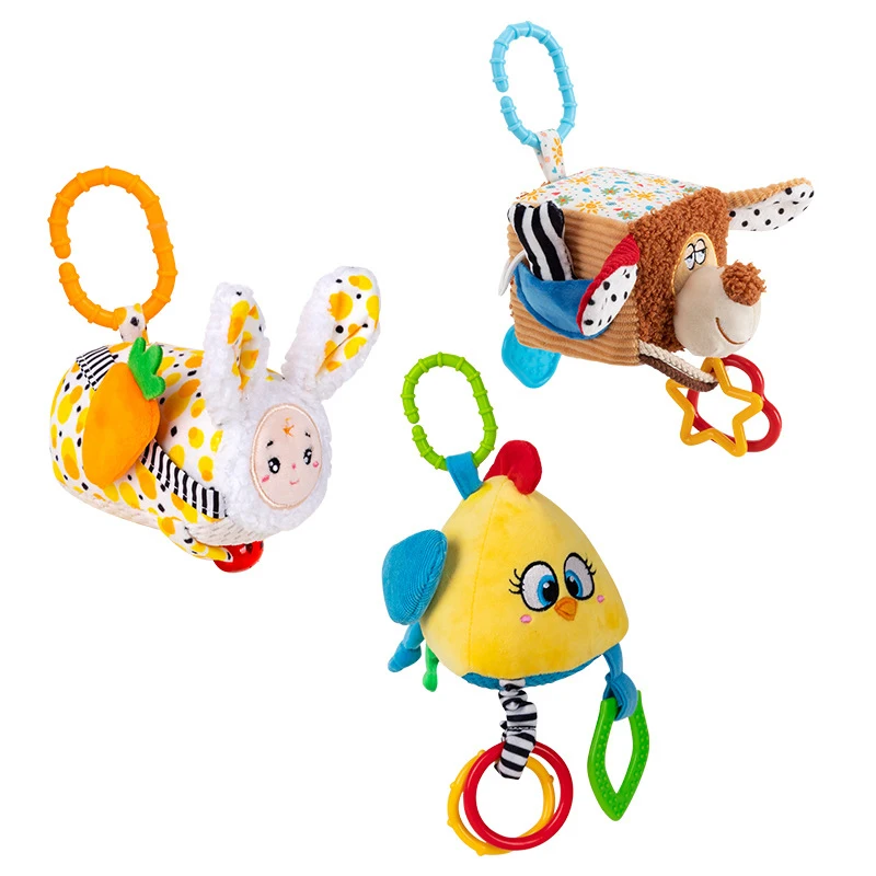 Baby Activity Cube Sensory Toys Stroller Hanging Toys Soft Plush Rattles Crib Mobiles Educational Toys for Babies 0-12 Months