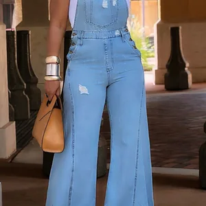 Artı boyutu tulum kadın denim cepler tulum genel geniş bacak kot, ince streetwear casual moda tulum kadınlar için Set onesies'in en iyi 10 satışı-no. 6