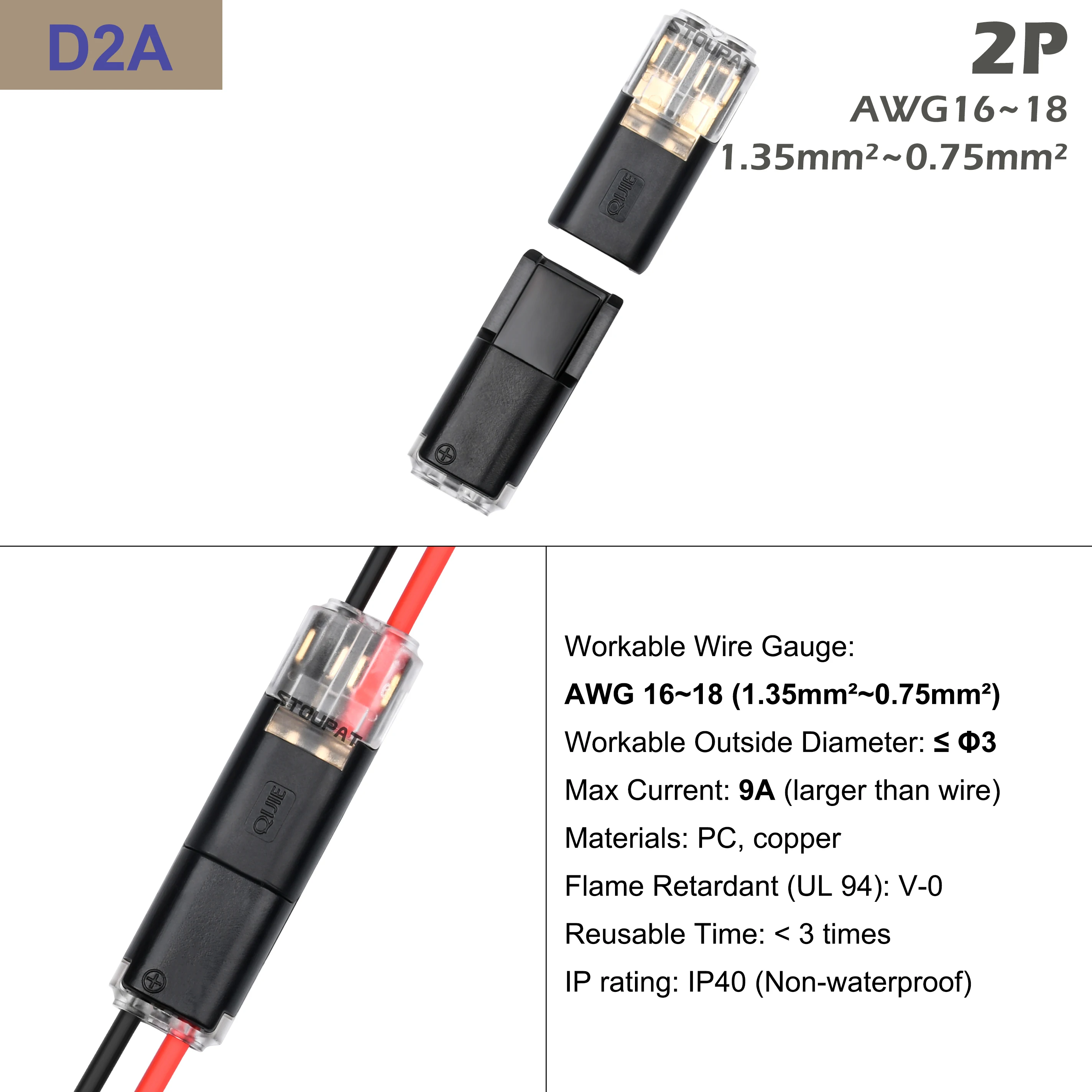 1/2/3-poliger steckbarer LED-Kabelverbinder mit Verriegelung für Audio-Auto-Steckverbindungen, elektronische Kabelverdrahtung, Anschlussklemmen, Spleißer – Detail 9