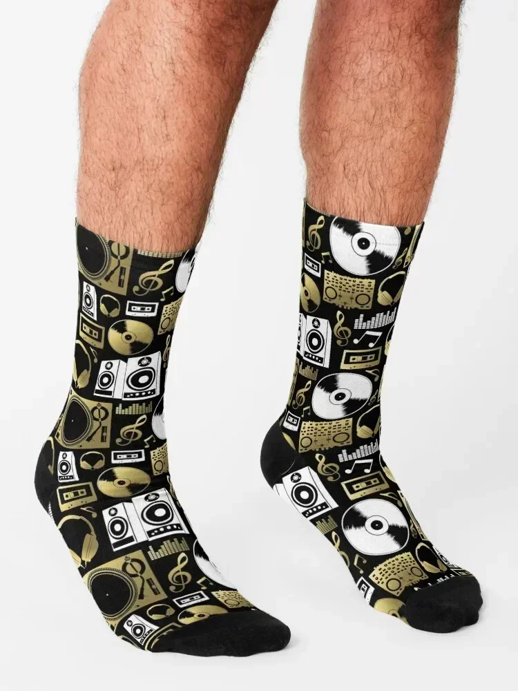 Discjockey Pattern | DJ Music Vinyl Turntables Socks professional running valentine gift ideas luxe short Socks Women Men's
