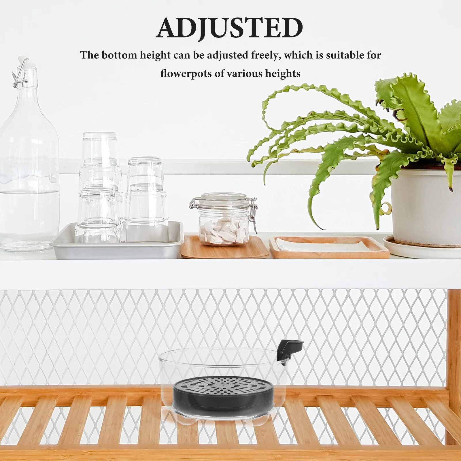 

1pc Deep Plastic Plant Tray Heavy Duty Self Watering Planter Saucer With Adjustable Height Side Inlet For Indoor Outdoor