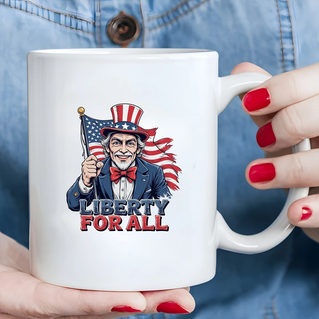 

American Statue of Liberty Illustration 11oz Mug Fun and Creative Kids Drink Cup for Cold Hot Beverages Essential Christmas F