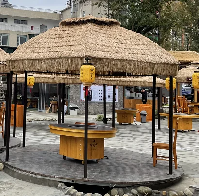 

Luxury Aluminum Garden Gazebo With Powder-Coated Thatch Straw Sunshade