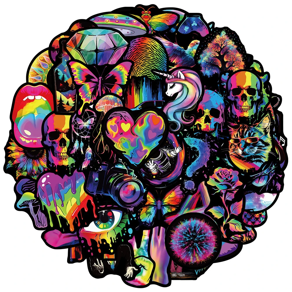 10/30/50 قطعة سلسلة قوس قزح الملونة الكرتون الكتابة على الجدران ملصقات الشارات الجمالية Skateboard بها بنفسك سكيت حقيبة الكمبيوتر المحمول ملصق الجمجمة باردة #2