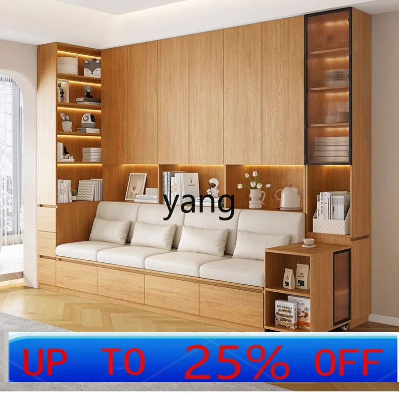 

LH solid wood card seat bookcase integrated small apartment locker whole wall storage