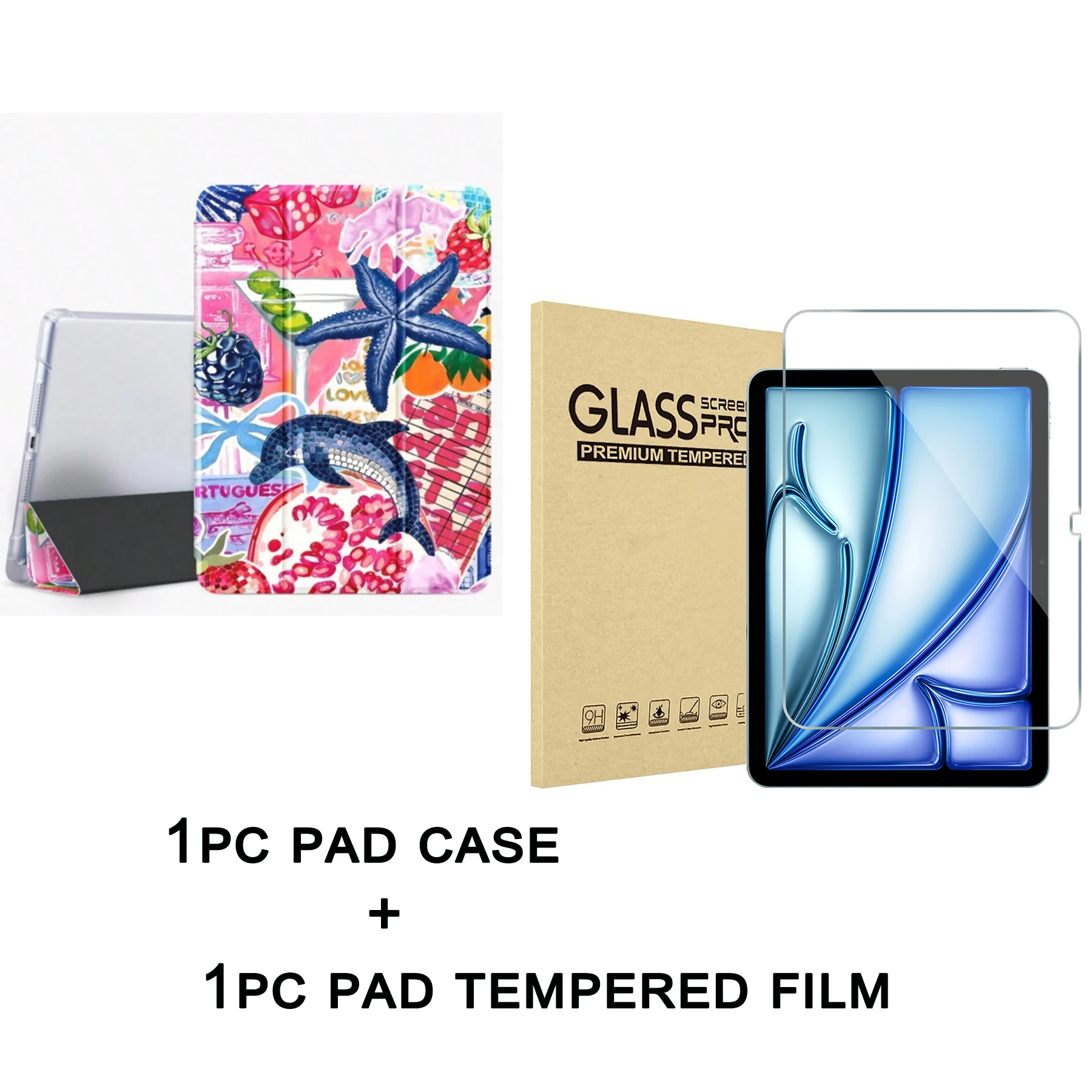 

Чехол в океанском стиле и закаленная пленка для планшета iPad pro 10/11/2020/6/7/8/Air 3rd/Air 4/9th Gen/Air 5th Gen 2022/Air 11