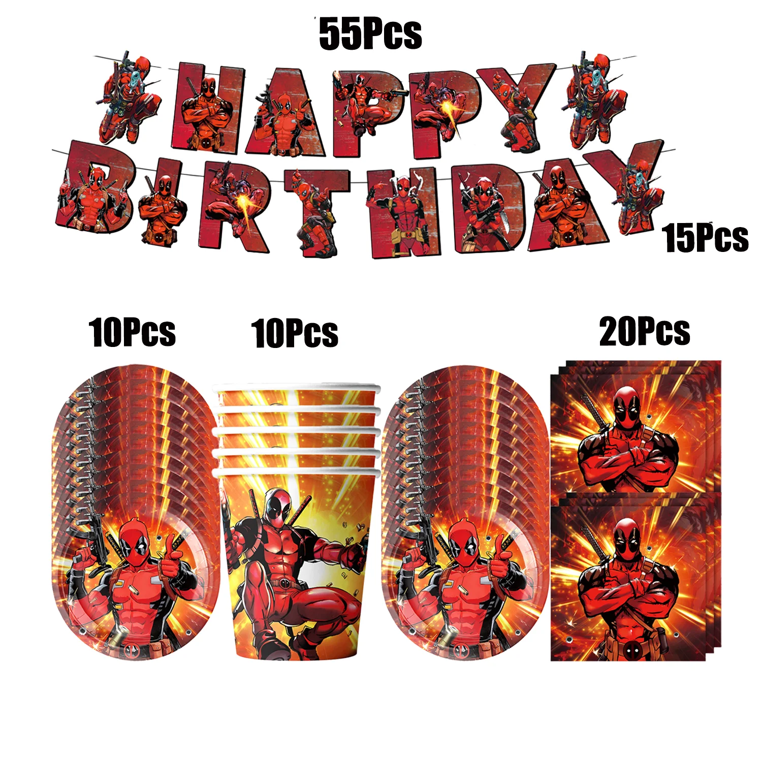 TAKARA TOMY Neue Deadpool Geburtstag Party Dekoration Superhero Geschirr Tischdecke Teller Tasse Kuchen Topper Kinder Jungen Gefälligkeiten Party Supplies 8