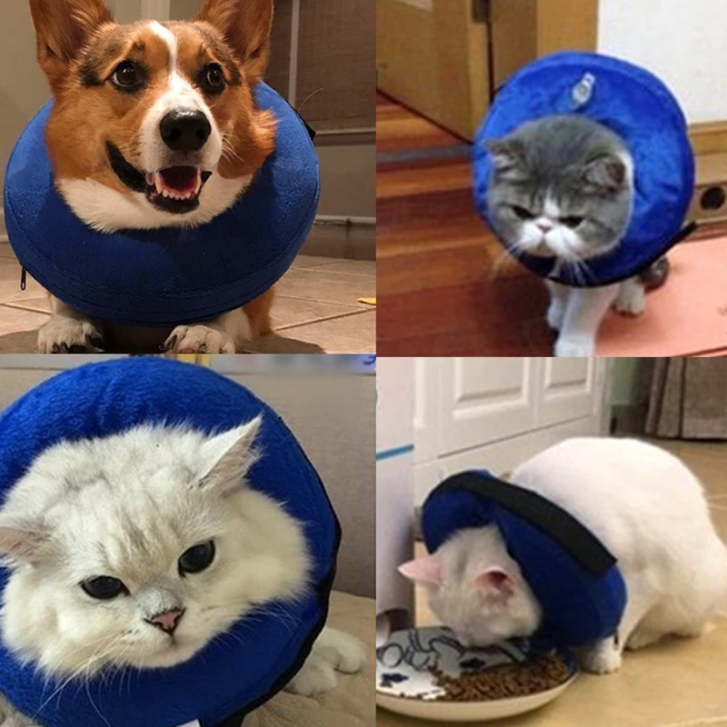 Pet Protective Collar PVC Inflatable Neck Cone Cats Anti-bite Anti-smashing Neck Circle Injury Recovery for Small Large Dog