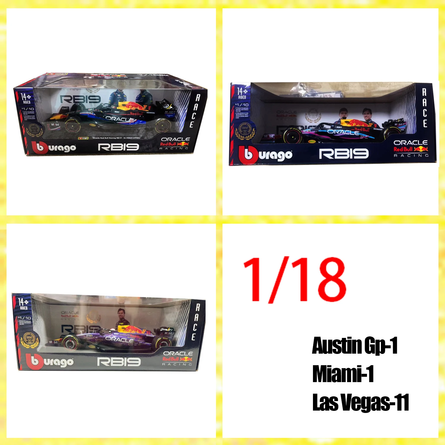 В-наличии-Коллекционная-модель-автомобиля-bburago-1-18-red-bull-rb19-austin-gp-red-bull-miami-red-bull-las-vegas-rb19-f1-литая-под-давлением-игрушка-модель