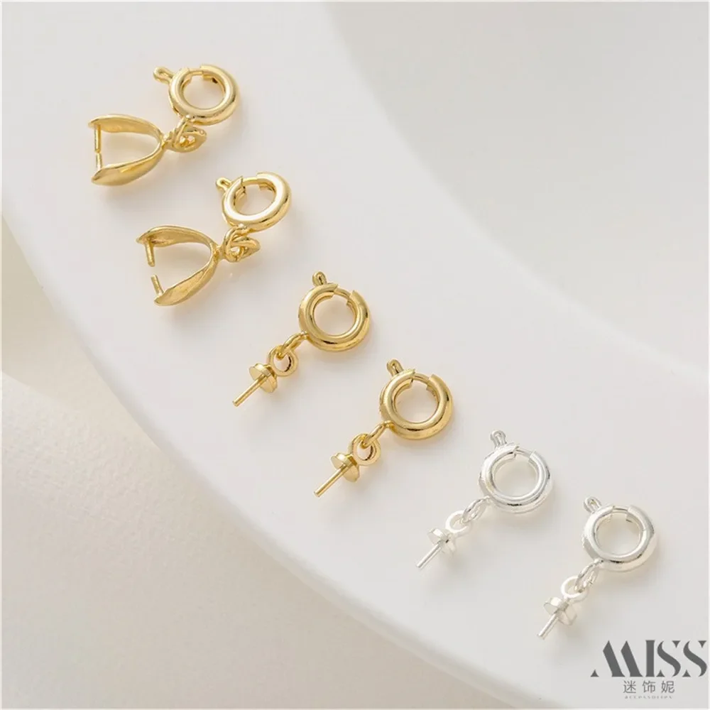 

14K Gold-plated Silver Spring Buckle Sunflower Seed Clip Sheep's Eye Needle DIY Jewelry Pendant Connection Finishing Accessories