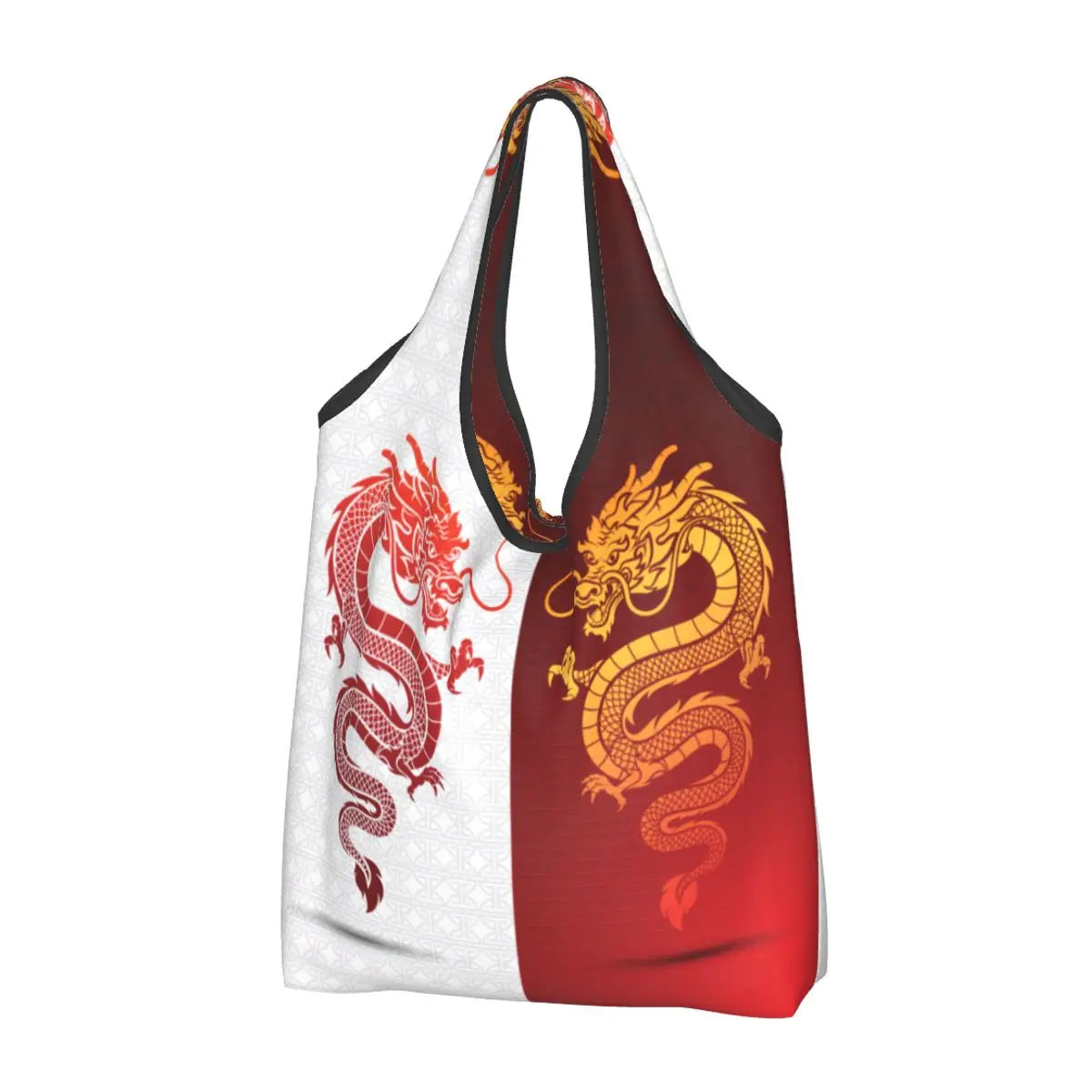 Asian Tradition Dragon Totem Grocery Tote Shopping Bag Women Funny Chinese Mythology Shoulder Shopper Bag Big Capacity Handbags