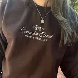 Cornelia Street Embroidered Vintage Style Sweatshirts Women Loose Cotton Thick Warm Pullover Ins Fashion Autumn Jumpers