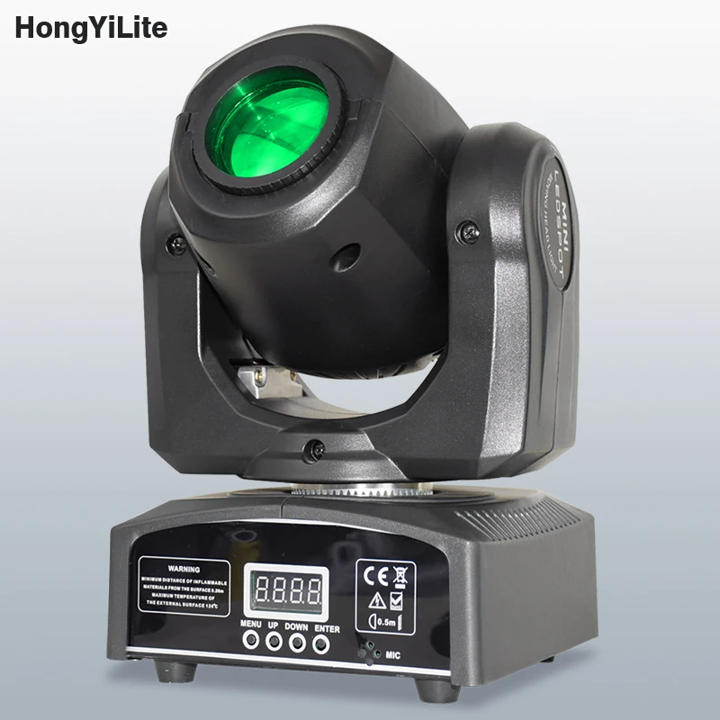 

HongYiLite 30W LED Moving Head Spot Light 7 Colors 7 Gobos With Prism Effect DMX512 Sound Active For Stage Party Club Wedding
