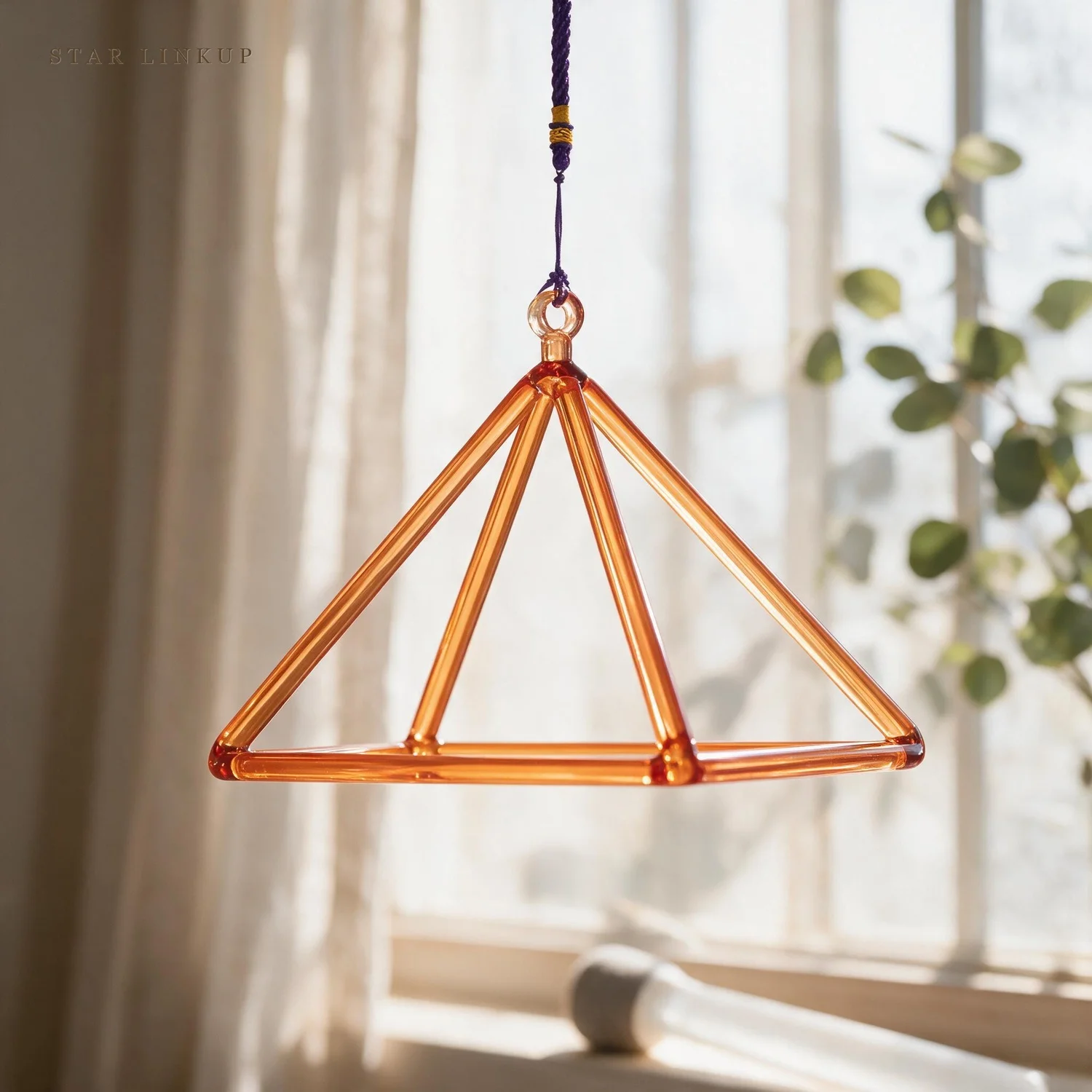 STAR LINKUP 3-9 Inch Orange Clear Crystal Singing Pyramid Sound Energy Healing Instruments Quartz Triangular Tower Yoga Meditation. Handcrafted crystal instrument with a warm, sustained tone for daily mindfulness and deep relaxation.
