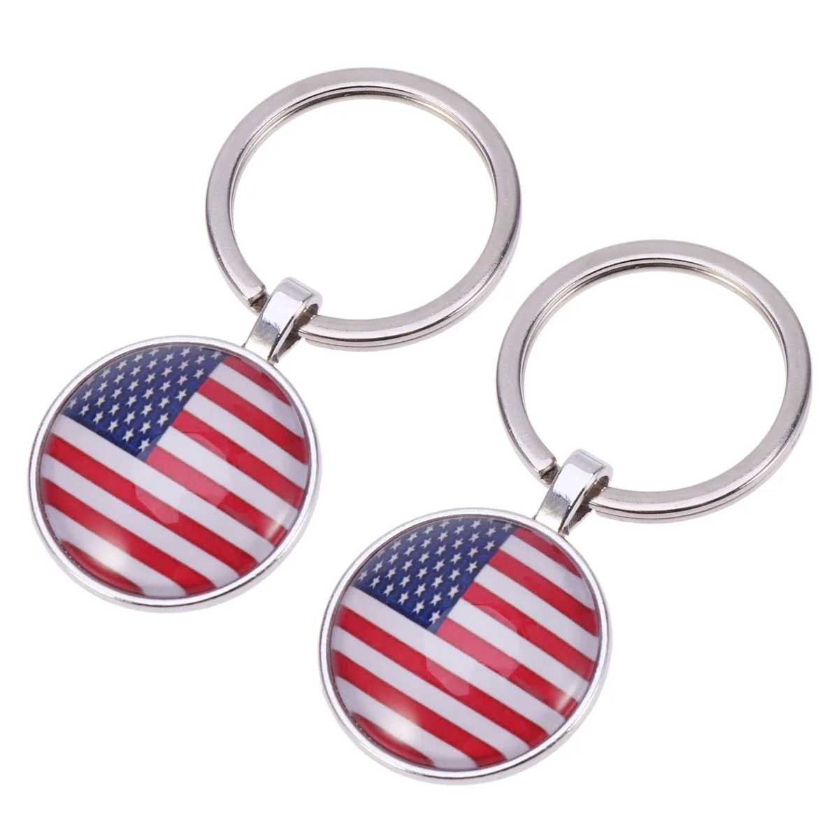 

2 Pcs Key Chain Patriotic Keychain American Flag Ring US Creative Gift Souvenir Durable Material Ideal Party Favor Independence