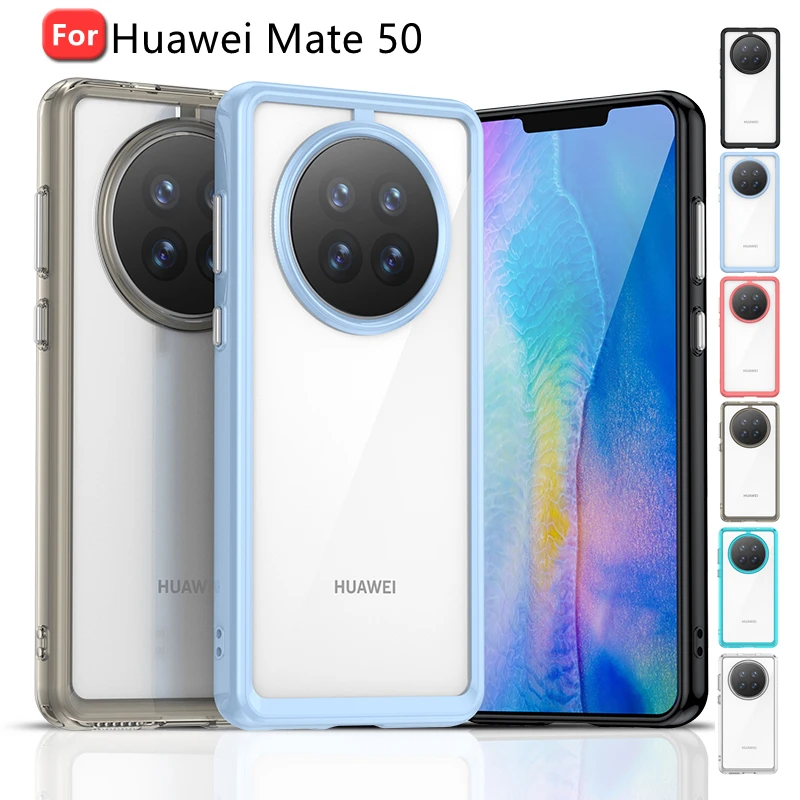 

Для Huawei Mate 50 чехол для Mate 50 Capas Новый противоударный бампер для телефона прозрачный цвет прозрачный для Fundas Mate 50 чехол