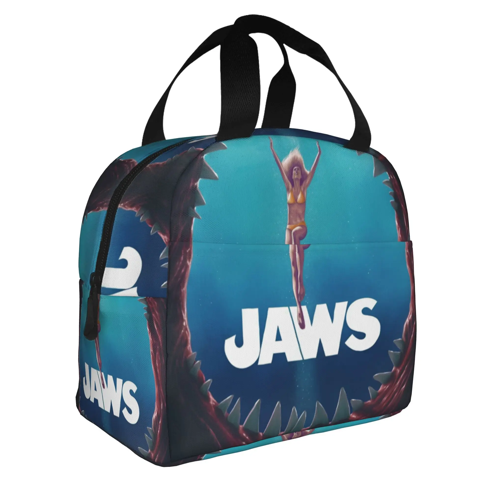 J-Jaw-Shark Insulated Lunch Bag for Women Portable Classic Film Thermal Cooler Lunch Tote Office Picnic Travel