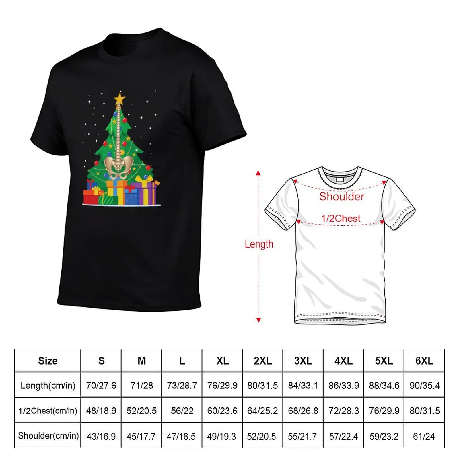 Christmas tree with spine funny Chiropractic Christmas T-Shirt Halloween Theme T-Shirt