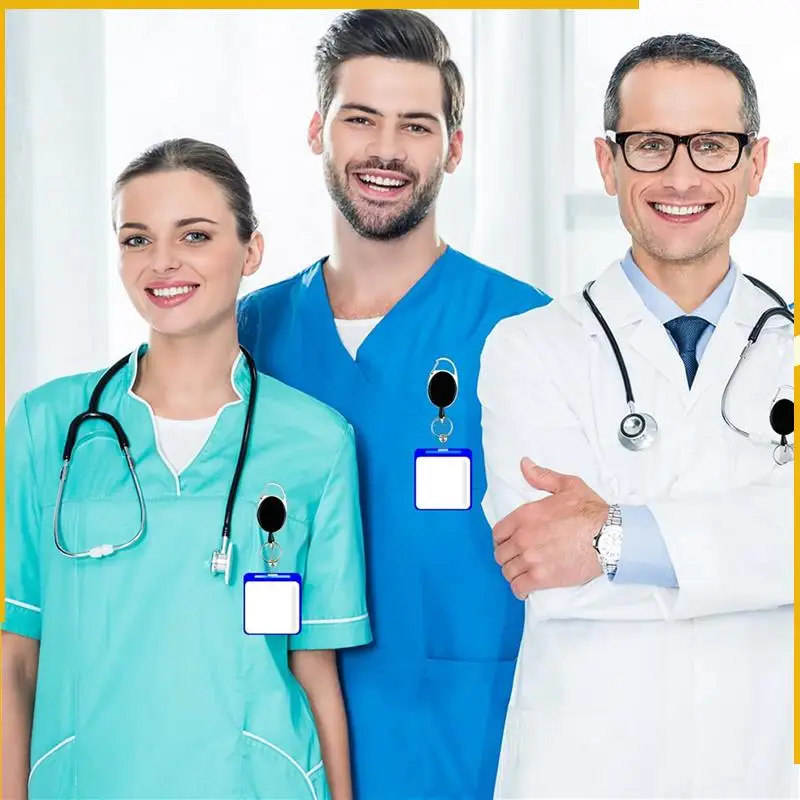 A92P 10er-Pack robuster, einziehbarer Ausweishalter mit Clip und Schlüsselanhänger, Karabiner-Schlüsselanhänger mit Gürtelclip, Schwarz