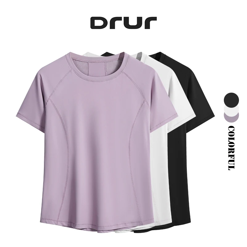 

DRUR Gym T-shirts Women Compression Shirt Short Sleeve O-Neck Breathable Yoga Shirts Sportswear Quick Dry Summer Exercise Tops