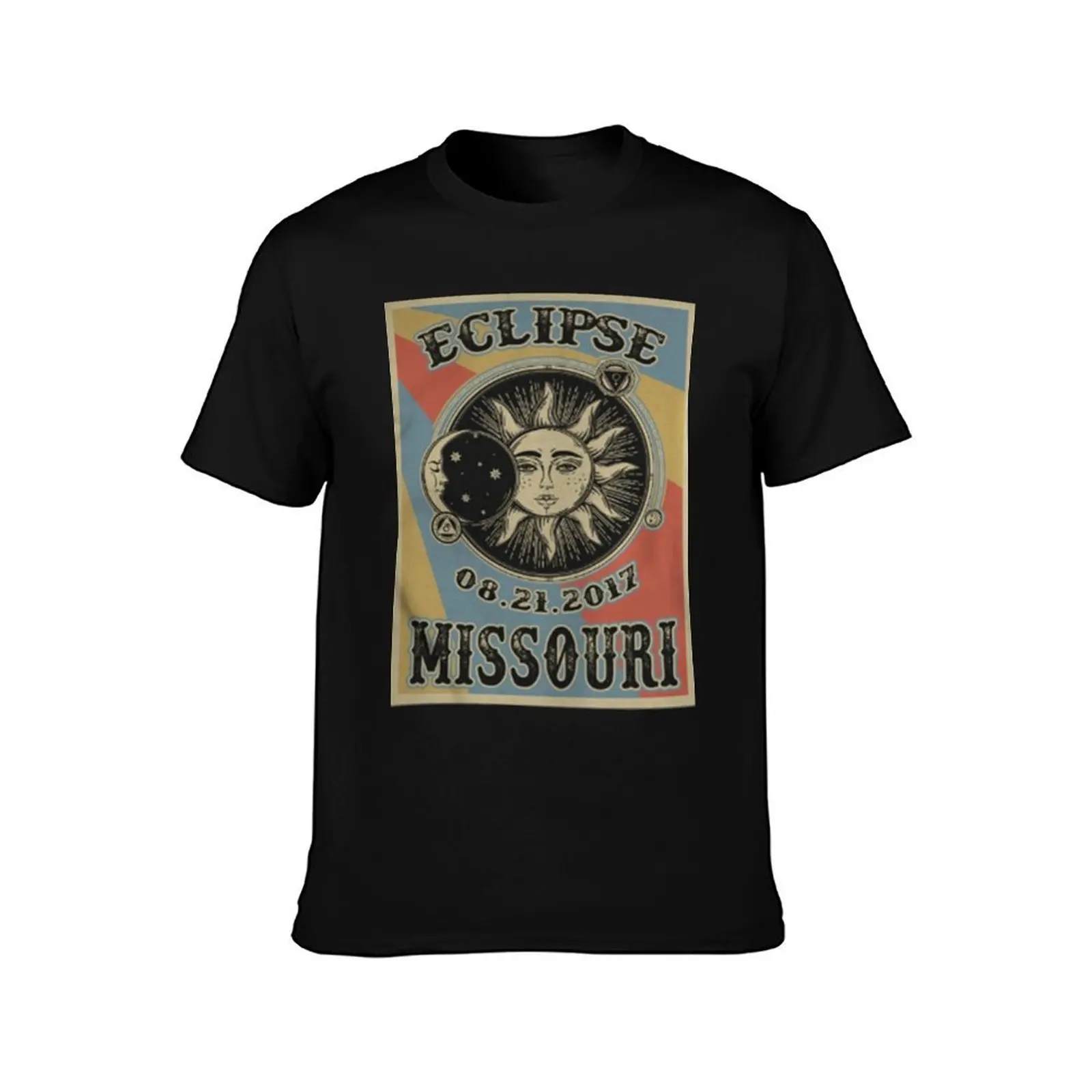 Vintage Solar Eclipse Missouri 2017 T-Shirt Basic Casual Wear Short Sleeve Top T-Shirt