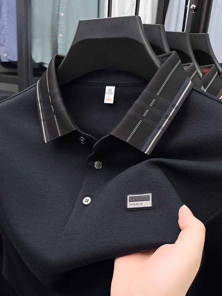 

Lormen Long Sve irt Men's Busin Casual Pure Color Base Layer T-irt Trendy Top for Spring Autumn