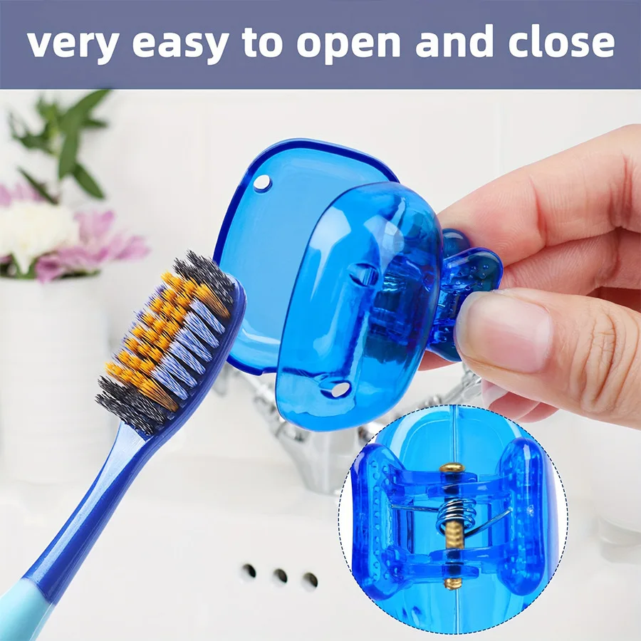 5pcs Travel Toothbrush Head Covers Toothbrush Hygiene Protector Cap Brush Pod Case Protective Plastic Clip Household Travel