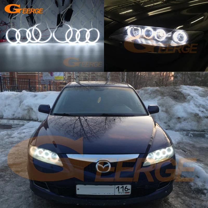 For Mazda 6 Mazda6 Mazdaspeed 6 MS6 Atenza GG 2002-2008 Excellent 8 Pcs Ultra Bright Angel Eyes Kit Halo Rings Car Accessories