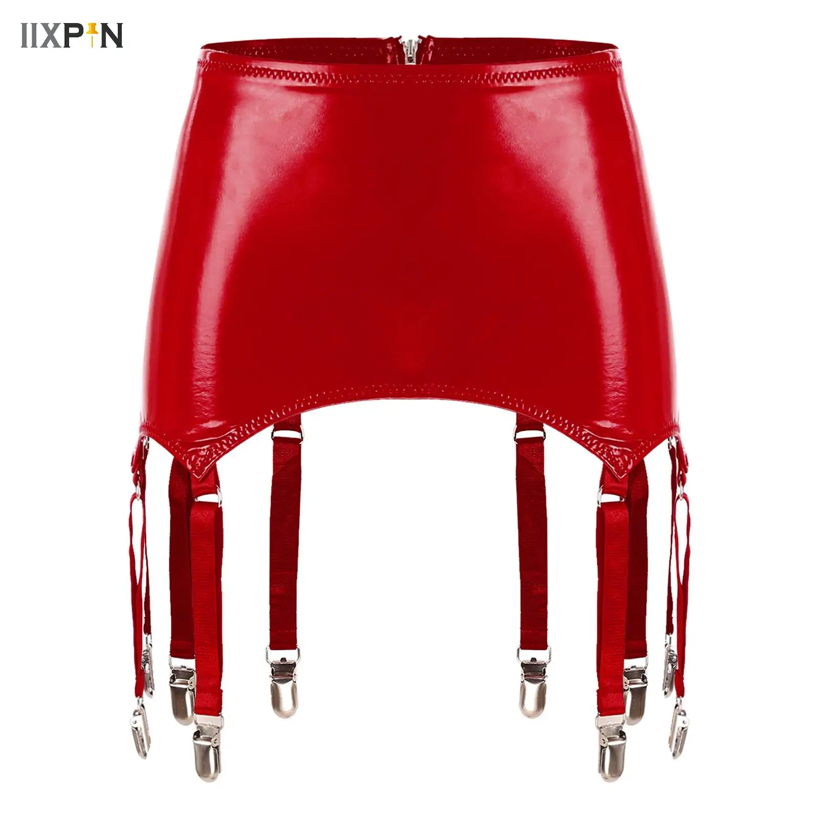 

Womens Patent Leather Garters with Metal Clips for Stockings Underwear Lingerie Gothic Punk Rave Clubwear Intimates Accessories