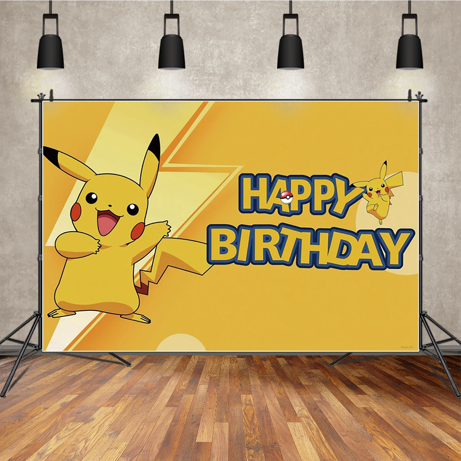 

Pokemon Happy Birthday Photography Background Banner Boy Portrait Pikachu Portrait Backdrop Children Studio Party Decor
