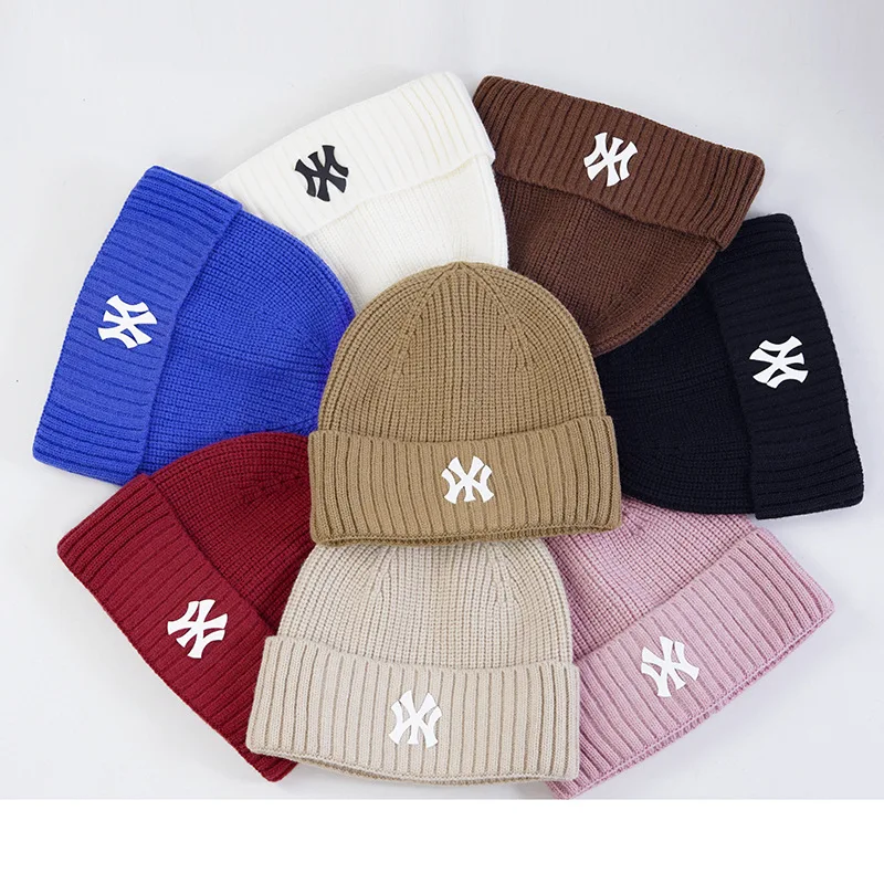 New Winter Fashion Unisex Hat Cotton Blends Letters Solid Warm Soft Knitted Hats Men Women\'s Outdoor Sport Beanies Hip Hop Cap