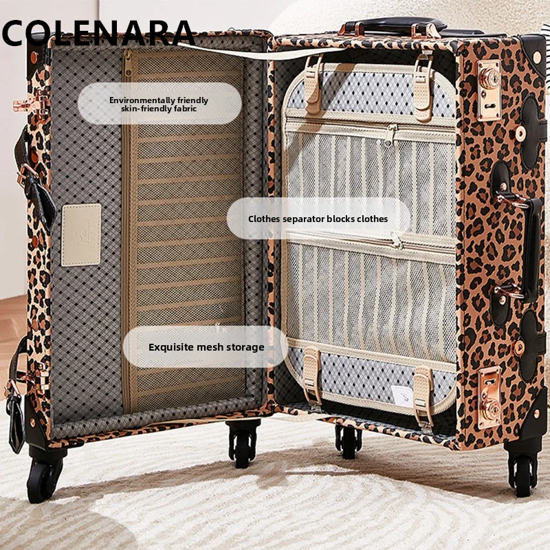 COLENARA Luggage Travel Set Large Capacity Trolley Case 20 inch PU Leather Boarding Case 22