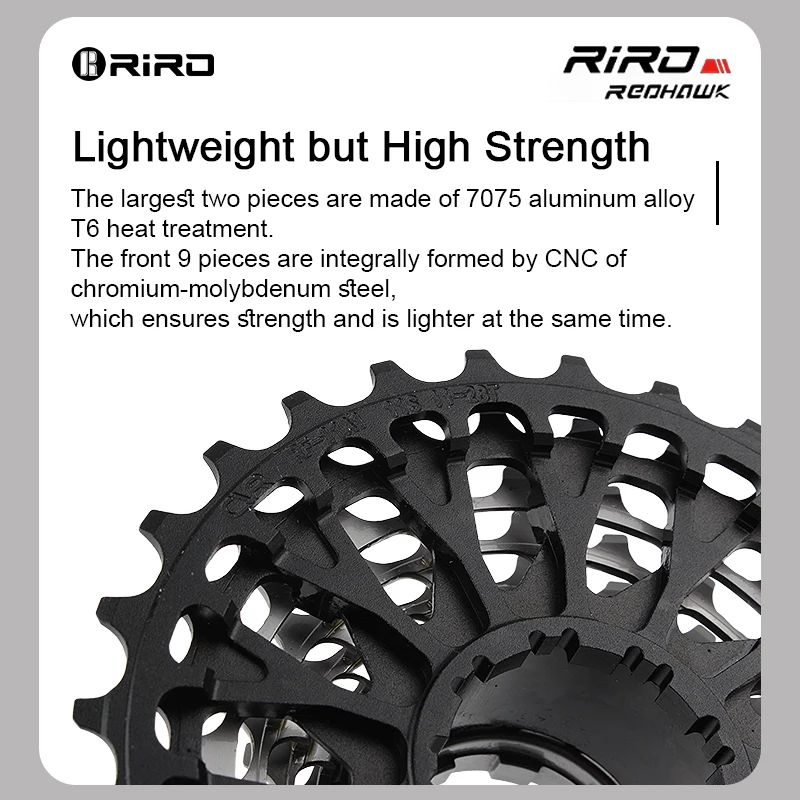 RIRO Road Bike Ultra-light Freewheel 11/12S-28-34T Bicycle CNC Vacuum Plating HG Cassette Hollow Flywheel 11/12V Speed  Sprocket