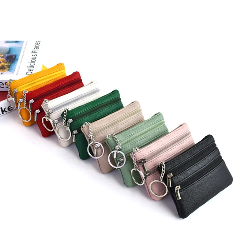 1 Stück, verschiedene Modelle, Damen-Geldbörse aus Leder, mit 3 Reißverschlüssen, Münztasche, Geldbörse, Schlüsselanhänger, Karten- und Bargeldhalter, Geldbörse für Kleingeld. – Detail 4