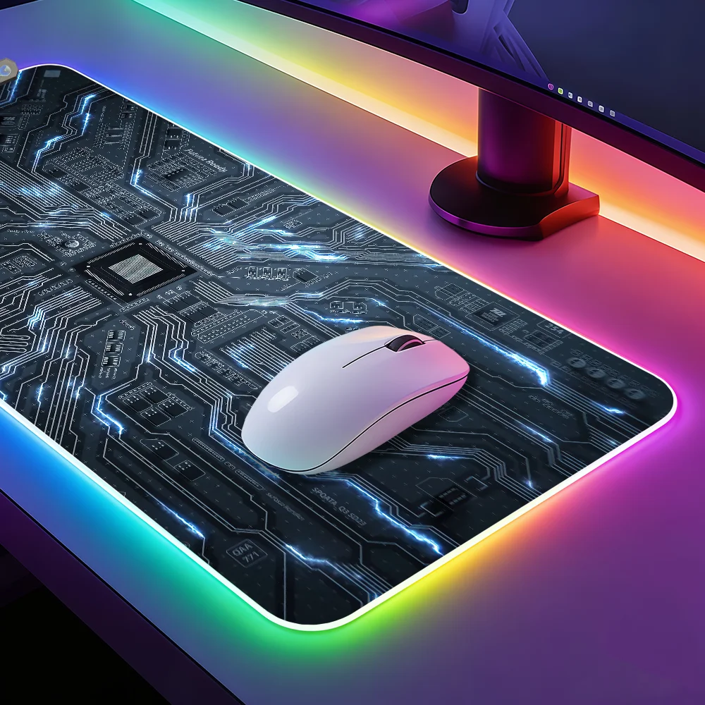 Mechanical Circuit Board Inside M-Motherboard Mouse Pad Gaming LED Table Pads Micro USB Backlit Rubber RGB Desk Mats Desktop XXL