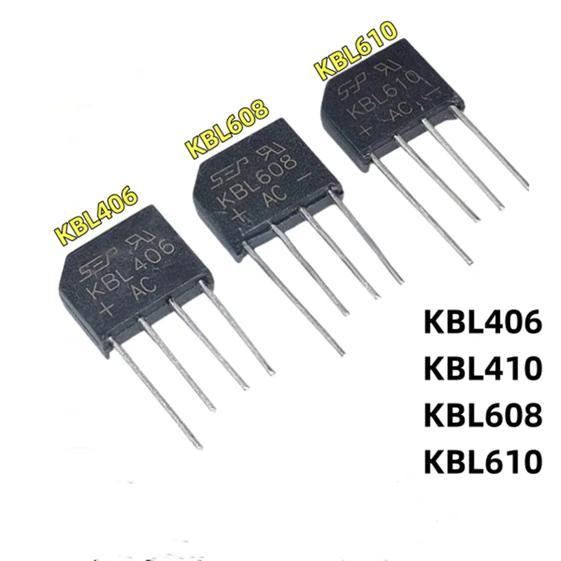 5pcs Flat Bridge KBL406 KBL410 KBL608 KBL610 4A/6A 6-1000V Diode Bridge Rectifier KBP 410 Power Diodes Kit Rectifier Bridge