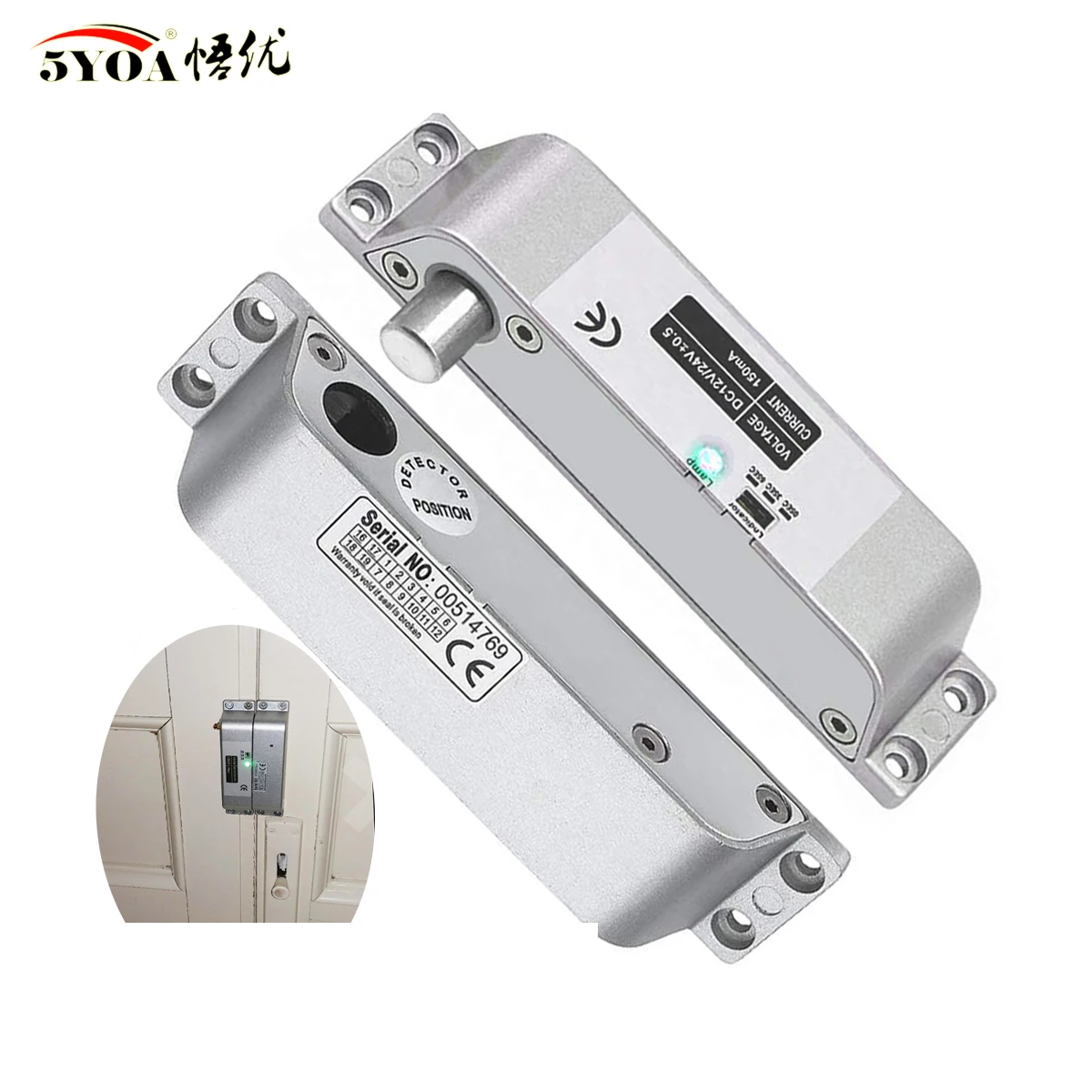 Electric Mortise Locks Drop Bolt Lock DC12V Smart Electronic with Adjustable Time Delay Fail Safe Mode for Access Control