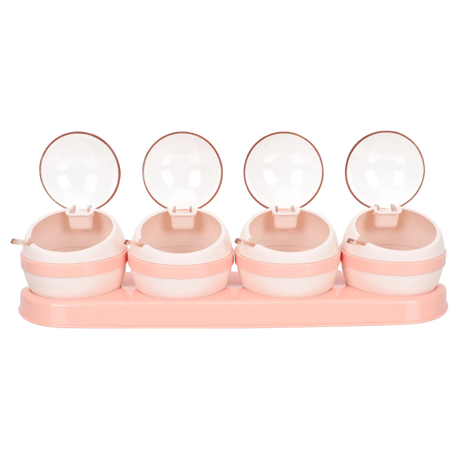 1Set Seasoning Jar Combination Clear Lid Plastic Spice Storage Holder Multi-Function Condiment Container Kitchen Storage Pot
