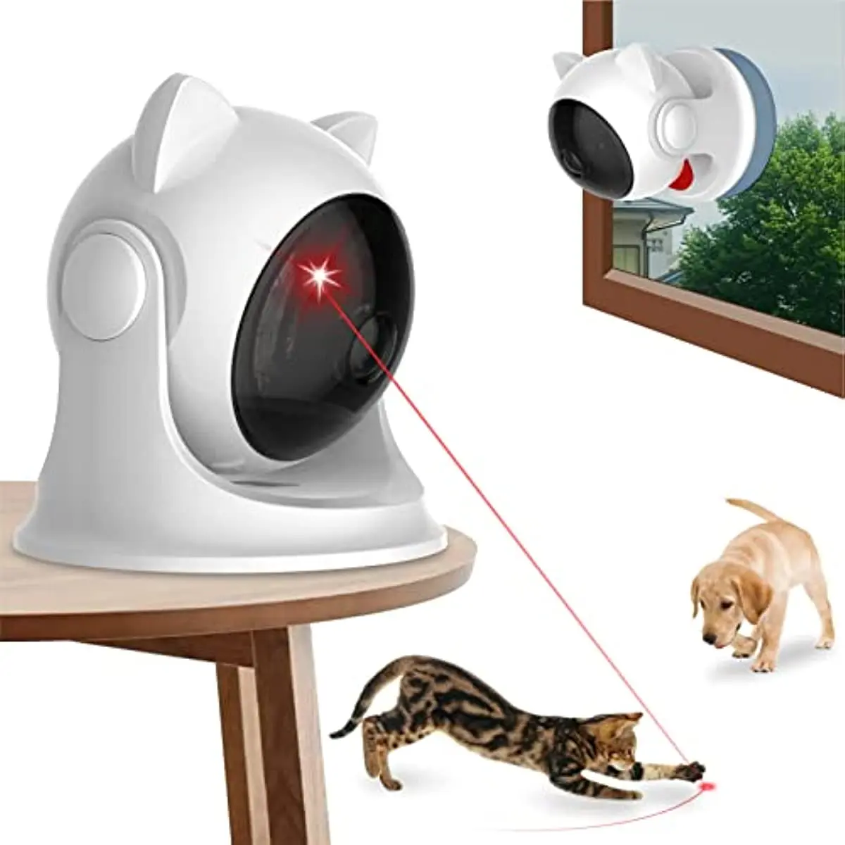 ATUBAN automatický kocour laser hračka pro halové kočky, interaktivní kocour hraček pro kittens/dogs, fast/slow mód, nastavitelný circling ranges