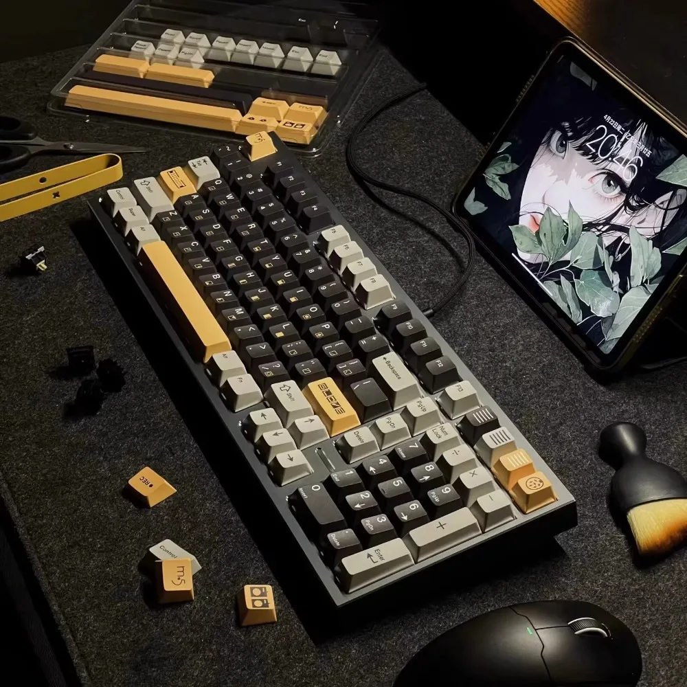 Domikey M-5 Theme Keycap Set 141key PBT Custom Retro Keyboard Cap Cherry Profile KeyCap for Mechanical Keyboard Accessories Gift