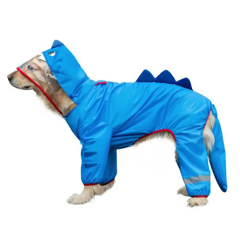 

Large Dog Raincoat Medium Large Dog Four Legged All Inclusive Waterproof Rain Weather 3d Shark Rain Coat Jacket Pet Supplies