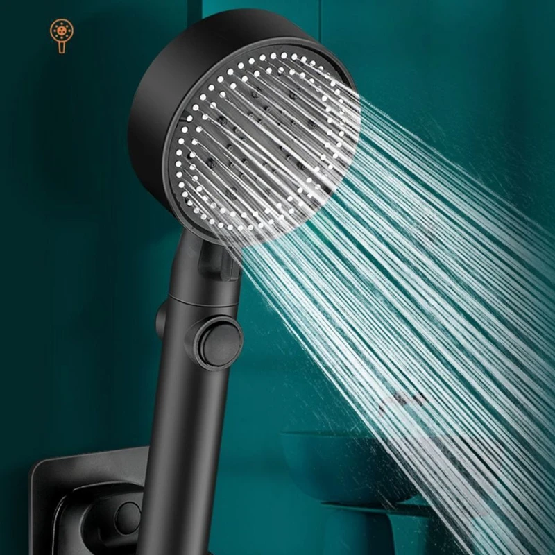 5 Modes Water Saving Shower Head Adjustable High Pressure Shower One-key Stop Water Massage Shower Head for Bathroom Accessories