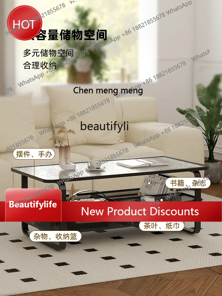 

Coffee Table Living Room Home Small Apartment Simple Portable Black Rectangular Tempered Glass Tea Table ss1001